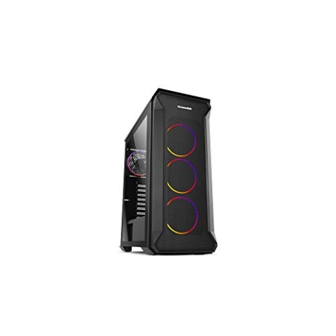 Nox Hummer Quantum -NXHUMMERQUANTUM ARGB ATX-Micro ATX-ITX Gehäuse, 4 vorinstallierte ARGB 120mm Lüfter, gehärtetes Glas, Platz für bis zu 6 Lüfter, USB 3.0, schwarz