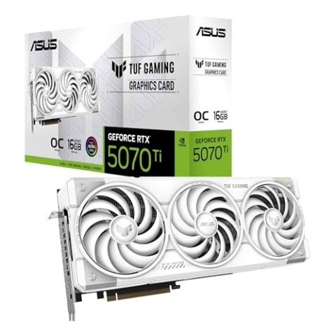ASUS TUF Gaming GeForce RTX 5070 Ti 16GB GDDR7 White OC Edition Grafikkarte (NVIDIA DLSS 4, 2,5-Slot Design, SSF, PCIe 5.0, 3X DisplayPort 2.1b, 2X HDMI 2.1b, weiß, TUF-RTX5070TI-O16G-WHITE-GAMING)