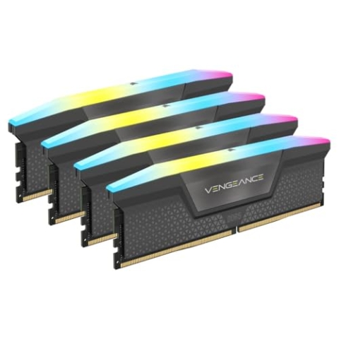 Corsair VENGEANCE RGB DDR5 64GB (4x16GB) DDR5 5600MHz CL36 AMD EXPO Intel XMP iCUE Kompatibler Computerspeicher - Grau (CMH64GX5M4B5600Z36)