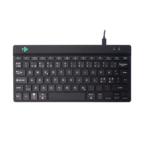 R-Go Compact Break Tastatur, QWERTY ND Layout, Mit Pausenanzeige, Ergonomische flaches Design, Kabelgebunden, Schwarz
