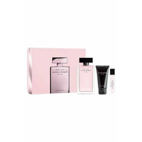 Narciso Rodriguez for Her Musc Noir EAU de Parfum, 100 ml, Geschenkset 2023 (enthält 100 ml EDP, 50 ml Body Lotion und 10 ml Travel Spray)