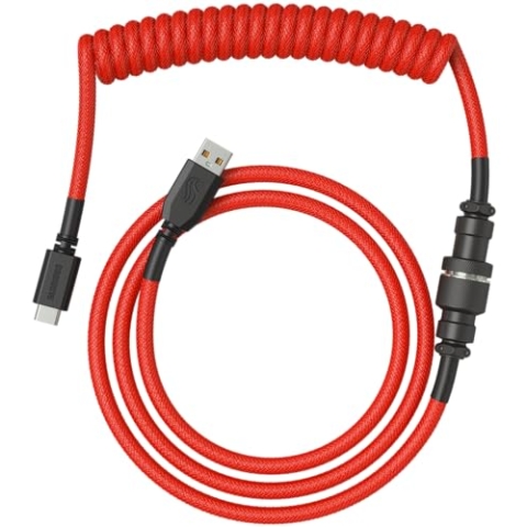 Glorious Gaming Premium Coiled Keyboard Cable - Vergoldetes USB-A (PC) auf USB-C (Tastatur), Schutz vor Kabelsalat, doppelt geflochtene Ummantelung, 5-poliger Aviator-Stecker - Crimson Red