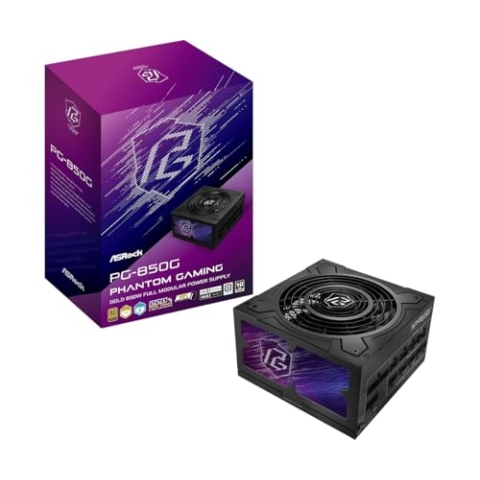 Netzteil ASROCK PG-850G, PSU, 850 W, 80 Plus Gold/A, 135 mm, modular, PCI-E 5.1 (12+4pin) x1, PCI-E (6+2 Pin) x3, SATA (5-polig) x9