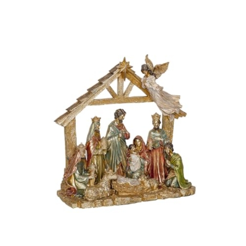 Romimex Weihnachtskrippe, mehrfarbig, Kunstharz, 40 x 39 x 17 cm