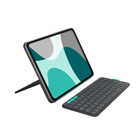Logitech Flip Folio, Tastaturetui für iPad Pro 11 Zoll (M4) & iPad Air 11 Zoll (M2 & M3)(5. Generation - 2024) - Schützendes und verstaubares Bluetooth-Tastaturetui, Multi-Device - Grafit - QWERTY
