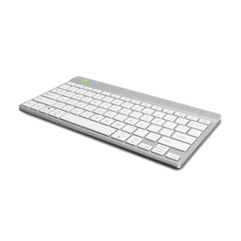 R-Go Compact Break Tastatur, Bluetooth 5.0, QWERTY US Layout, Mit Anti-RSI Software, Ergonomische flaches Design, Kompatibel mit Windows/MacOS, Weiss