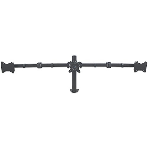 Manhattan Tischhalterung mit Monitorarm für 3x Displays bis 30 Zoll zweifach schwenkbar 461115 schwarz