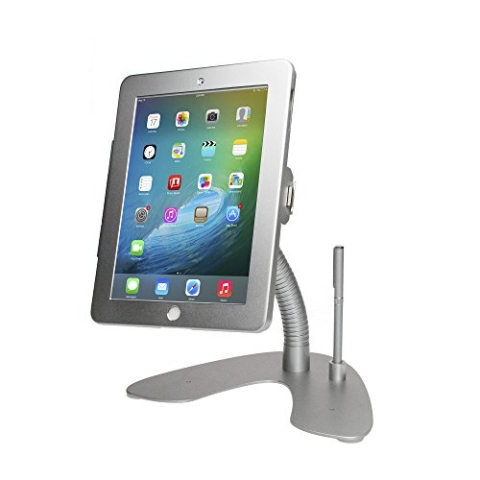 CTA PAD-DSGK Dual Anti-Diebstahl-Sicherheitshülle mit Schwanenhals Aufsteller für Apple iPad/Air Silber