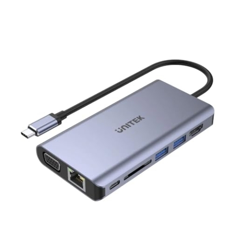 UNITEK USB HUB HUB 8-w-1 USB-C 3.1; HDMI; VGA; RJ45; SD; PD 100W; D1019B