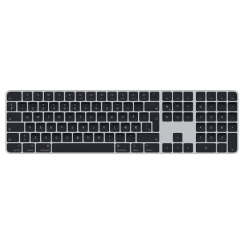 Apple Magic Keyboard mit Touch ID und Ziffernblock: Bluetooth, wiederaufladbar. Kompatibel mit Mac Computern mit Apple Chip; Dänisch, Schwarze Tasten