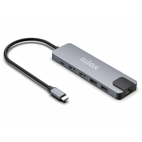 Nilox NXDSUSBC08 USB-Hub, Grau, Marke: Nilox - EAN: 8431775035508