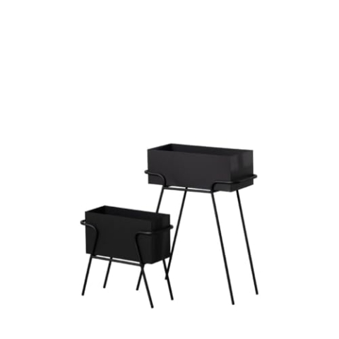 BigBuy Garden Pflanzkübel Set schwarz Eisen 58 x 25 x 76 cm (2 Stück)