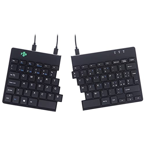 R-Go Split Tastatur, Ergonomische Design mit Geteilte Tastenfeld und Integrierter Pausenanzeige, QWERTY (IT) Layout, USB Kabelgebunden, Schwarz