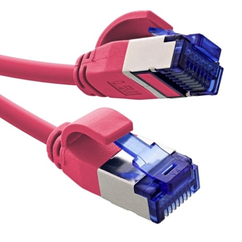 InLine Patchkabel Slim, Cat.6A, S/FTP, TPE (LSZH) flexibel, PoE, Kupfer (CU), LAN, Ethernet, Netzwerk Kabel, RJ45 Gigabit, magenta, 30m, 74930M
