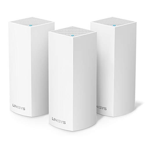Linksys Velop WHW0303 Tri-Band Whole Home Mesh WiFi 5 System (AC2200) – WLAN-Router-Extender & Booster bis zu 6000 m² für 60+ Geräte – unterstützt MU-MIMO & Kindersicherung – 3er-Pack, Weiß