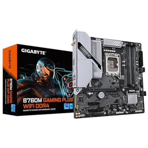 GIGABYTE B760M Gaming Plus WiFi DDR4-Mainboard - Unterstützt 14. Gen. Intel Core CPUs, 4+1+1 Phasen VRM, bis zu 5333 MHz DDR4 (OC), 2xPCIe 4.0 M.2, Wi-Fi 6, 1 GbE LAN, USB 3.2 Gen 1