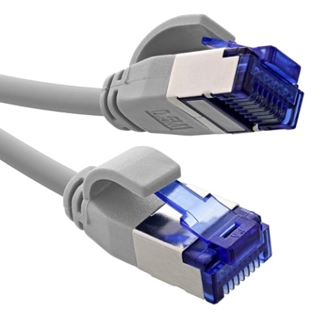 InLine Patchkabel Slim, Cat.6A, S/FTP, TPE (LSZH) flexibel, PoE, Kupfer (CU), LAN, Ethernet, Netzwerk Kabel, RJ45 Gigabit, grau, 30m, 74930