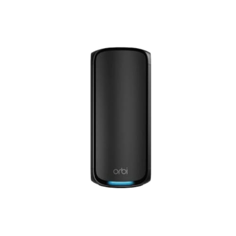 NETGEAR Orbi 970-Serie (RBE970B) Quad-Band WiFi 7-Mesh-Zusatzsatellit Black Edition, kompatibel mit vorhandenen Mesh-Systemen oder Routern der 970-Serie, bietet zusätzliche Abdeckung bis zu 220 m²
