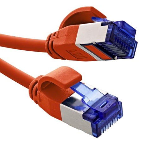 InLine Patchkabel Slim, Cat.6A, S/FTP, TPE (LSZH) flexibel, PoE, Kupfer (CU), LAN, Ethernet, Netzwerk Kabel, RJ45 Gigabit, rot, 30m, 74930R