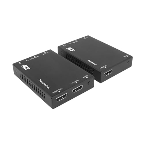 ACT HDMI Over IP Extender Set, 150m Reichweite, Lokales Loopout, H.265 Videokodierung, IR-Steuerung, CAT5e Unterstützung - AC7852