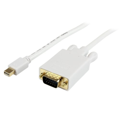3 m Mini-DisplayPort-auf-VGA-Kabel – Mini-DP auf VGA Computer-Monitor-Kabel 1920 x 1200 – mDP-auf-VGA-Kabel - VGA-Monitorkabel - Mini-DisplayPort-Kabel - Mini-Display auf VGA - Weiß (MDP2VGAMM10W)