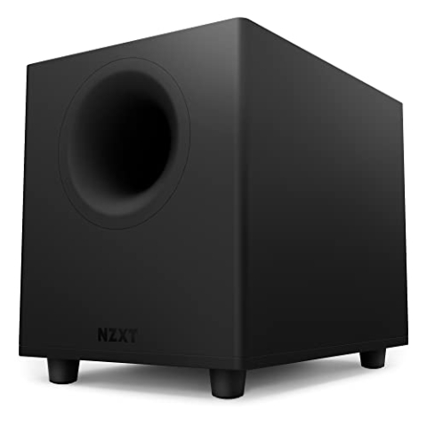 NZXT Relay PC-Gaming-Desktop-Subwoofer – AP-SUB80-EU - 140 Watt – Tiefer, kraftvoller Bass – Nach unten abstrahlender 6,5“-Treiber – Drehregler für Crossover und Phase – Schwarz