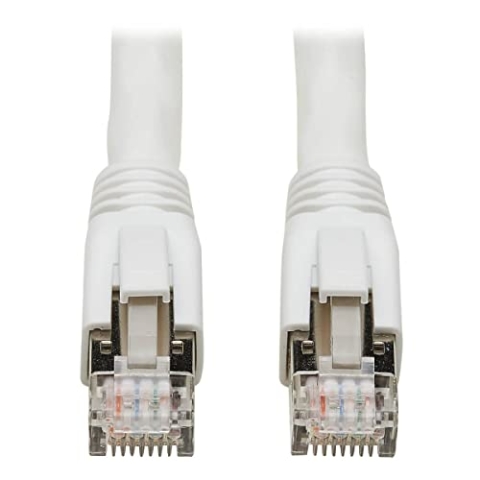 Eaton Cat8 Snagless Ethernet Cable, 25G/40G Certified Network Patch Cable, 22 AWG S/FTP, PoE, White, 25 Feet / 7.6 Meters (N272-025-WH)