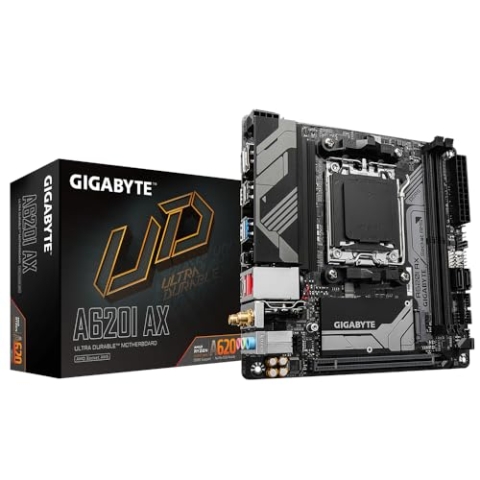 GIGABYTE A620I AX Motherboard - Unterstützt AMD Ryzen 8000 CPUs, 5+2+1 Phasen Digital VRM, bis zu 6400MHz DDR5 (OC), 1xPCIe 4.0 M.2, Wi-Fi 6E, 2.5GbE LAN, USB 3.2 Gen 2