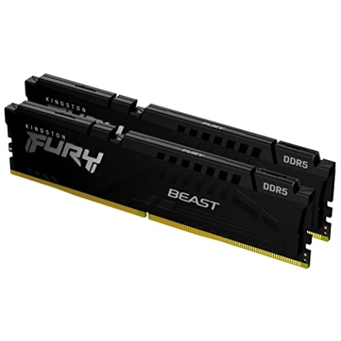 Kingston Fury Beast Schwarz DDR5 128GB (2x64GB) 5600MT/s CL40 DIMM Desktop Gaming Speicher Kit mit 2 AMD Expo und Intel XMP - KF556C40BBK2-128