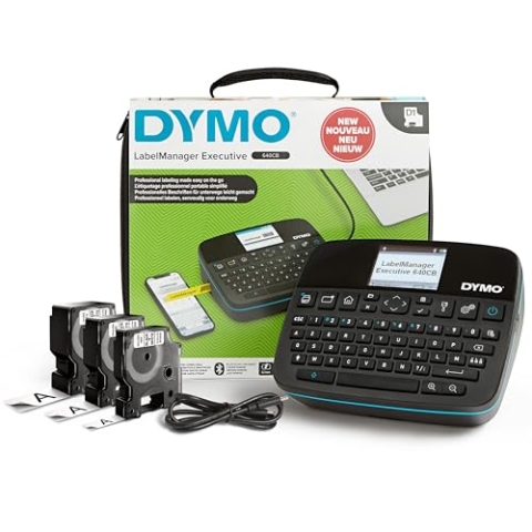 DYMO LabelManager Executive 640 CB Etikettendrucker mit Transportkoffer und 3 D1-Kassetten | Kompakter Etikettendrucker mit AZERTY-Tastatur | Bluetooth und USB Konnektivität