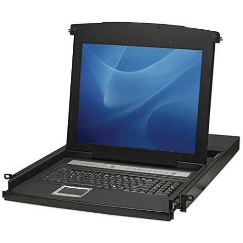 Intellinet Rackmount 8-Port KVM Switch mit abnehmbarer LCD-Konsole 38,1 cm (15 Zoll), 1 HE, inkl. PS/2- und USB-Kabel, bis zu 900 mm Tiefe