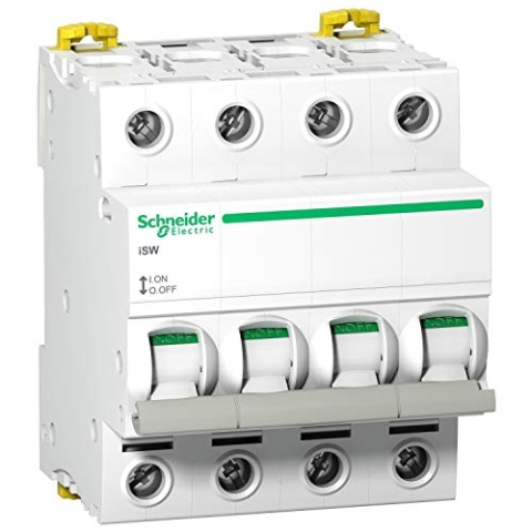 Schneider A9S65440 Lastlasttrennschalter Isw, 4P, 40A, 240V AC, weiß, 73mm x 72mm x 85mm