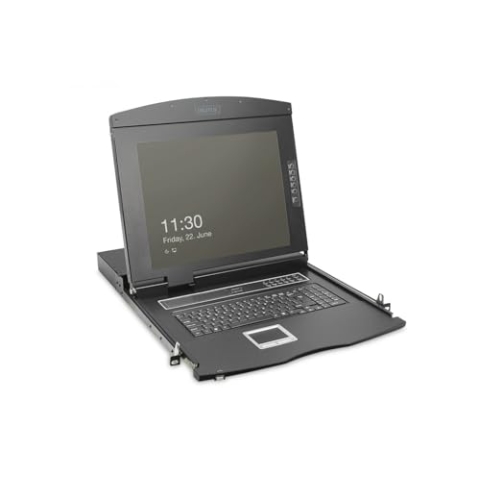 DIGITUS 19" KVM-Konsole - FullHD - 16 Port HDMI-Switch - US -Tastatur - für 19 Zoll Server- und Netzwerkschranke - Schwarz