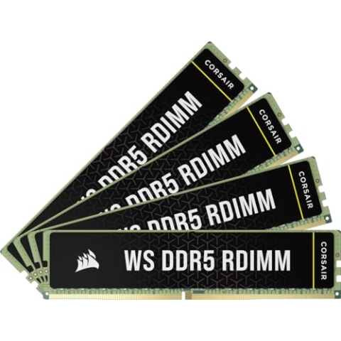 CORSAIR WS DDR5 ECC RDIMM 64GB (4x16GB) 6400MHz CL32 Intel XMP 3.0 Workstation-Speicher - Schwarz (CMA64GX5M4B6400C32)