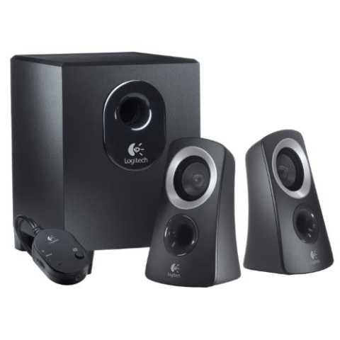 Logitech Z313 2.1 Lautsprecher-System mit Subwoofer, 50 Watt Spitzenleistung, 3,5 mm Eingang, Kopfhörerbuchse, Bedienelemente am Steuergerät, UK Stecker, PC/TV/Tablet/Handy - Schwarz