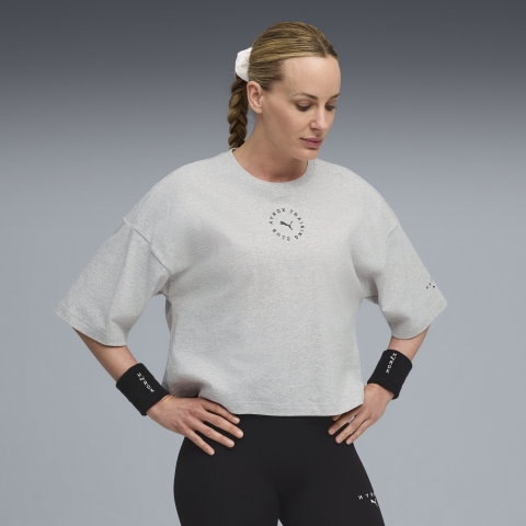 Puma x HYROX Cropped Lifestyle T-Shirt Damen | Light Gray Heather | Größe: S