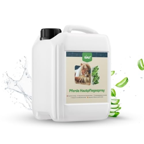 nimo® Pferde Hautpflegespray | Hautpflege für Pferde mit Aloe Vera & Panthenol | Regeneration der Haut bei Trockenheit & Entzündungen | gegen Juckreiz & Reizung | bei Ungezieferbefall, Gras Milben