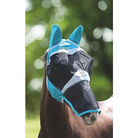 Shires Fliegenmaske mit Ohren und Nase, feines Netzgewebe, Blaugrün