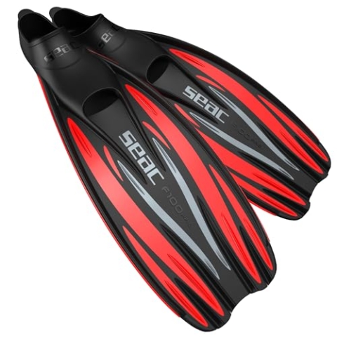 Seac F 100 Pro, Pinne da Subacquea Ultra Leggera a Scarpetta Chiusa, per Immersioni e Snorkeling, Rosso, 40/41