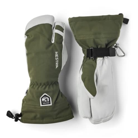 Hestra Army Leather Heli Classic 3-Finger-Skihandschuh zum Skifahren, Snowboarden und Bergsteigen, Olivgrün - 09
