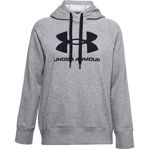 Under Armour Damen Aufwärmoberteil Rival Fleece Logo Hoodie, steel M Heather/ Black/ (035), M, 1356318-035