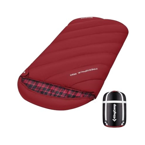 KingCamp Schlafsack,Schlafsack Winter, 4 Jahreszeiten Deckenschlafsacke Übergröße Baumwoll Flanell für Erwachsene Outdoor und Camping, Warm leicht,drinnen und draußen, (Rot)