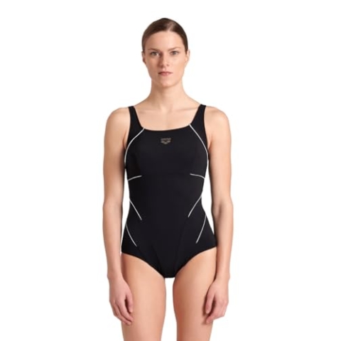 ARENA Damen Jewel Low Cup R One Piece Swimsuit, Black-white, 40 EU
