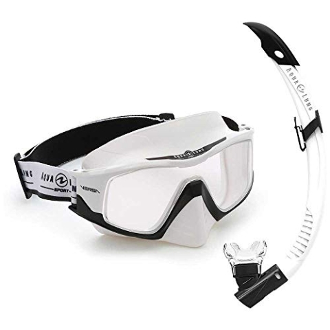 Aqua Lung Sport Versa Set mit Maske und Schnorchel, weiß & schwarz/klare Linse, L