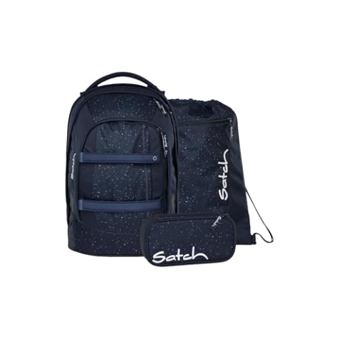 Satch Pack Set Set 3 teilig ab 5. Klasse ergonomisch 30L Stauraum mit Schlamperbox Sportbeutel