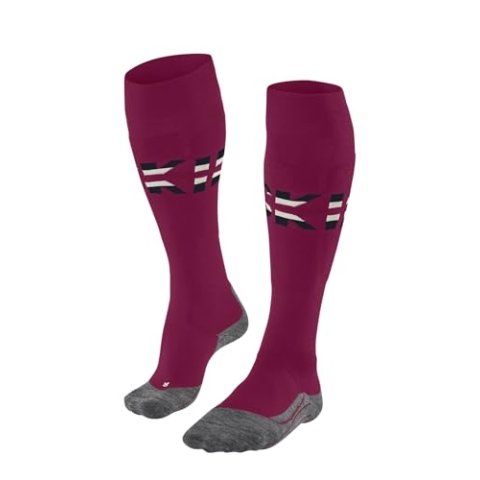 FALKE Damen Skisocken SK4 Advanced W Kh Wolle Funktionsmaterial warm dünn 1 Paar, Rot Red 8644 Stripe, 37-38