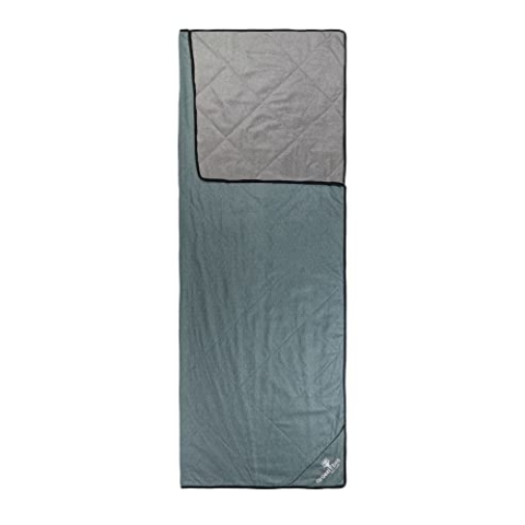 Grüezi bag WellhealthBlanket Wool Deluxe, Körpergröße 160-200cm, 1600g, 2in1 Decke & Schlafsack für Camping & Wohnwagen, Smoky-Blue/Grey