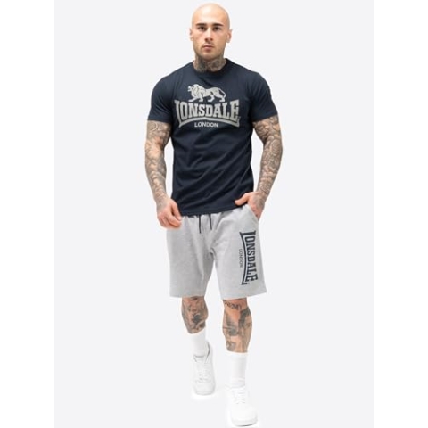 Lonsdale Herren T-Shirt & Shorts Set normale Passform MAIR, Dark Navy/Marl Grey, M