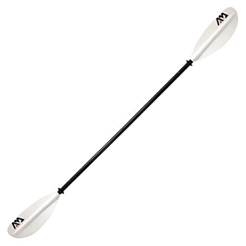 Aqua Marina Kajak-Paddel KP-1 2021 Aluminium Schwarz/Weiß 4-teilig, Länge 230 cm, Leichtgewicht mit gewölbtem Kunststoff-Glasfaser-Mix Paddelblatt für Kanu Boot Fahren