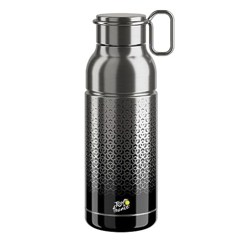 Elite Unisex – Erwachsene Mia INOX Trinkflasche, Schwarz,Silber, 650 ml